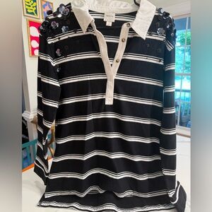 Anthropologie Maeve Embellished It Girl Polo Shirt